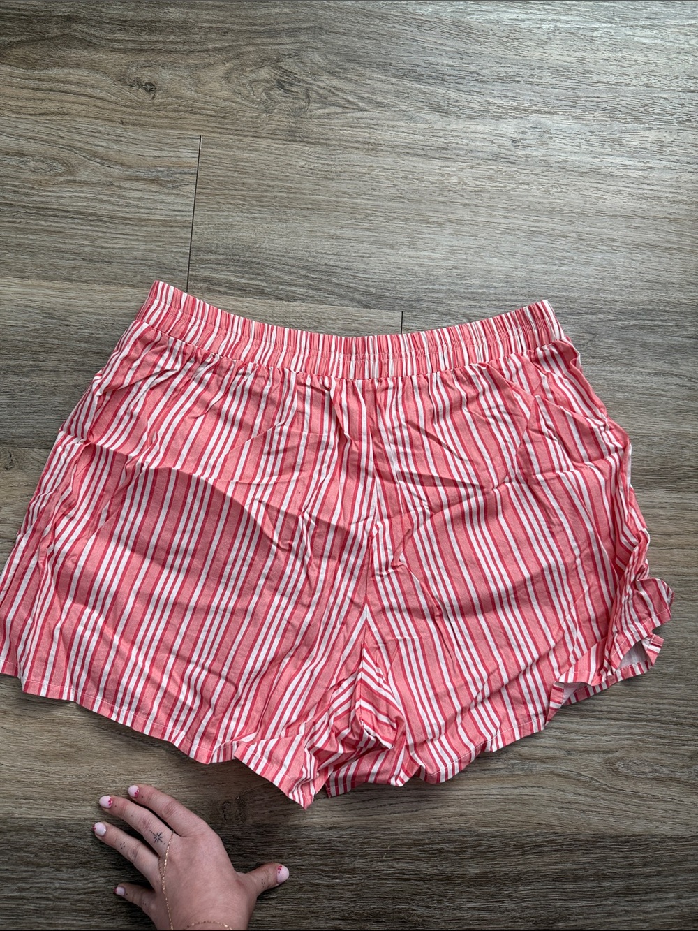 In My Sundays Red and White Striped Lounge Shorts - Picture 3 of 4